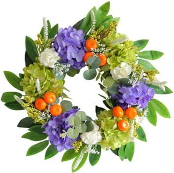 Orange and Yellow Hydrangea Wreath